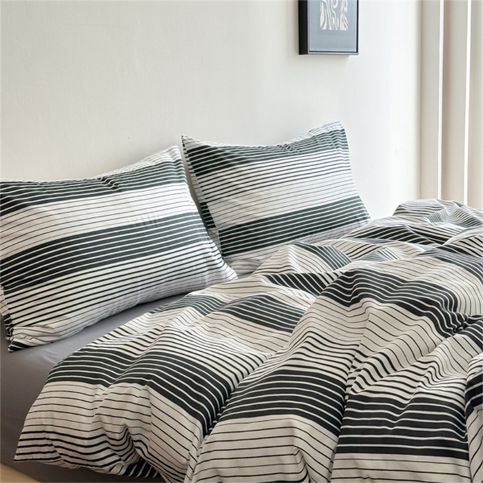 91家纺网 家纺一手货源 找家纺 金丝鸟家纺 2025新款全棉斜纹印花条纹系列四件套及单品 数往