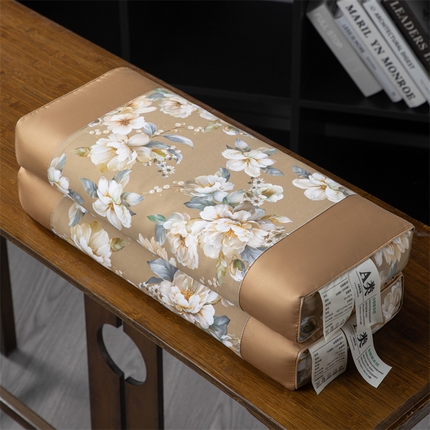 91家纺网 家纺一手货源 找家纺 （总）仁宇枕业 2025新款新品高端奢华全棉贡缎牡丹花开系列全荞麦枕头枕芯