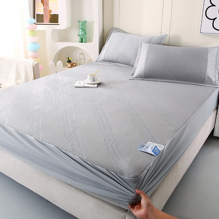 莱轩席业 2025新款3D魔法凉豆豆床笠款凉席 冰沁灰