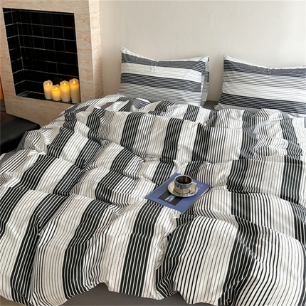 91家纺网 家纺一手货源 找家纺 （总）金丝鸟家纺 2025新款全棉斜纹印花条纹系列四件套及单品