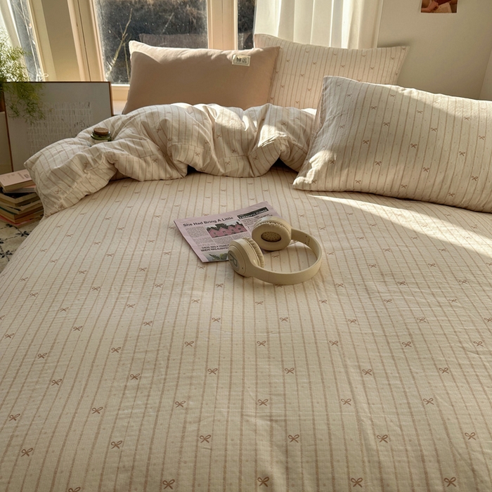 91家纺网 家纺一手货源 找家纺 三朵家纺 2025新款全棉双层纱混搭四件套 曙光-米