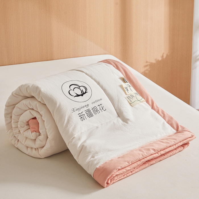 91家纺网 家纺一手货源 找家纺 熙宴家纺 2025新款水洗棉100%新疆棉花夏被-棉白 棉白+玉