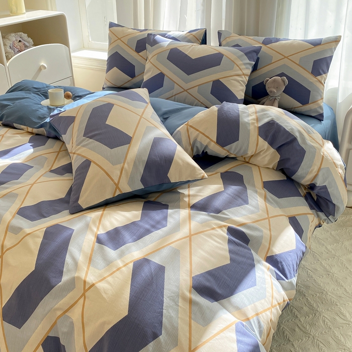 91家纺网 家纺一手货源 找家纺 宜家坊 2025早春新品全棉纯棉喷气13070小清新印花纯棉四件套-风格二 克洛伊