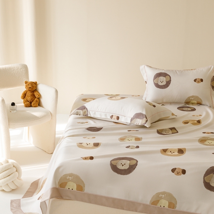 91家纺网 家纺一手货源 找家纺 舒慕 2025新款天丝竹纤维凉席三件套 可爱