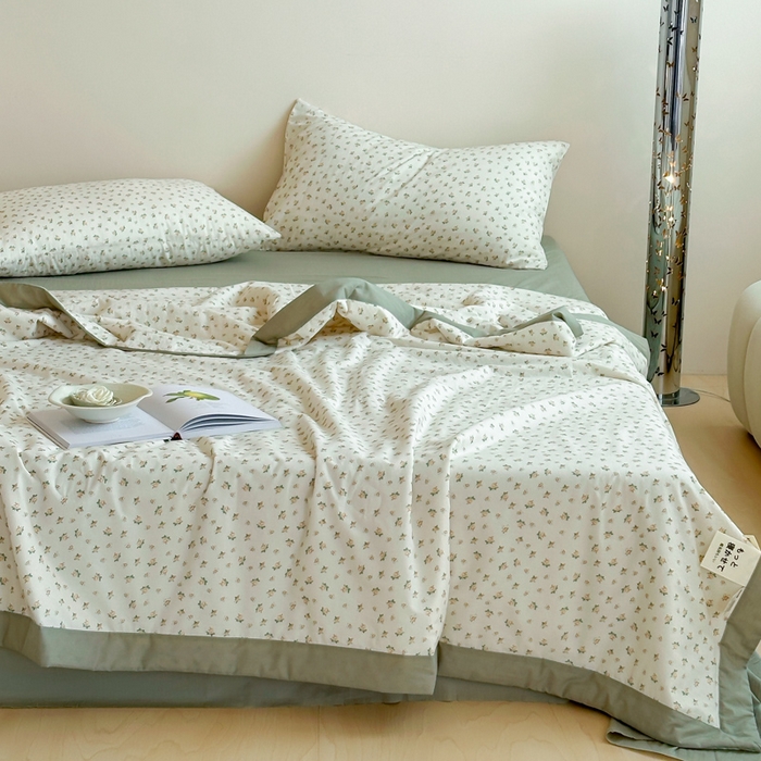 91家纺网 家纺一手货源 找家纺 大彩家居 2025新款全棉有氧水洗纱布夏被夏凉被 朝花夕拾