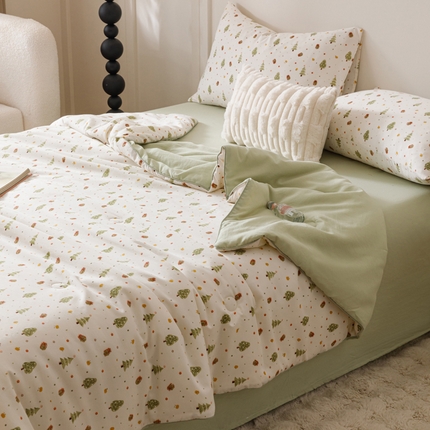 91家纺网 家纺一手货源 找家纺 （总）一加一 2025新款有氧纱印花大豆夏被