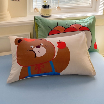 91家纺网 家纺一手货源 找家纺 （总）尤米 【提供买家秀】2025新款水洗棉大版卡通毛巾绣套件系列-单枕套