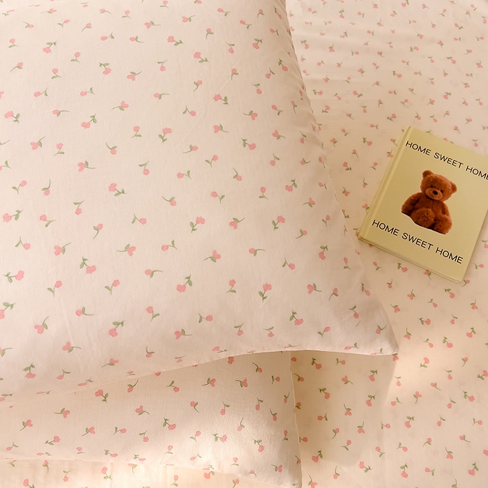 91家纺网 家纺一手货源 找家纺 DoDo 兜兜 2026新款全棉双层纱印花单枕套（可定做尺寸） 朵朵小花