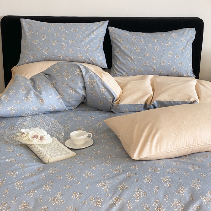 91家纺网 家纺一手货源 找家纺 宜家坊 2025开春新品全棉喷气13070小清新印花纯棉全棉四件套-风格一 辞优