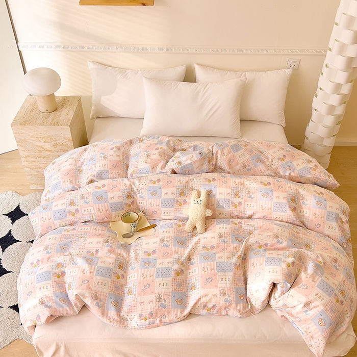 91家纺网 家纺一手货源 找家纺 DoDo 兜兜 2025新款全棉双层纱印花单被套（可定做尺寸） 萌宠乐园