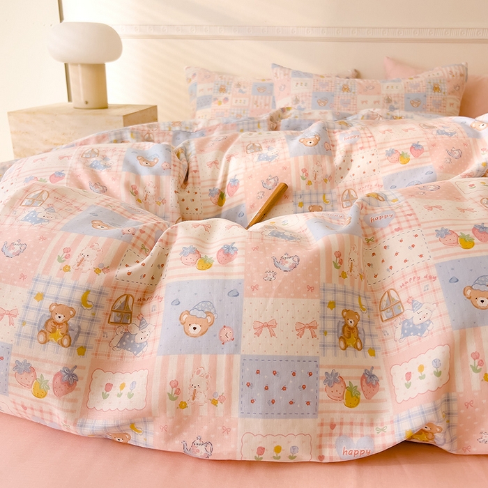 91家纺网 家纺一手货源 找家纺 DoDo 兜兜 2025新款全棉双层纱印花单被套（可定做尺寸） 萌宠乐园