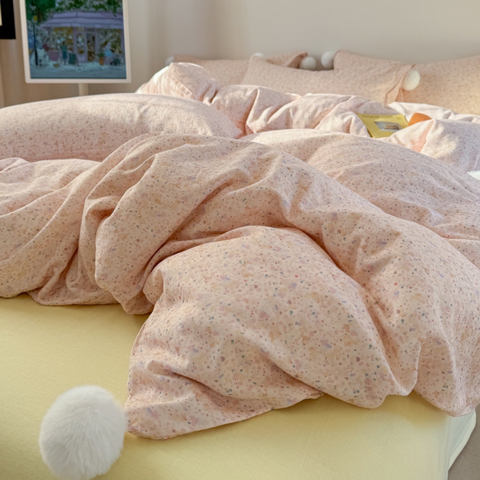 91家纺网 家纺一手货源 找家纺 金爱家 2025新款亲肤舒适纯棉双层纱四件套 双层纱-花未央