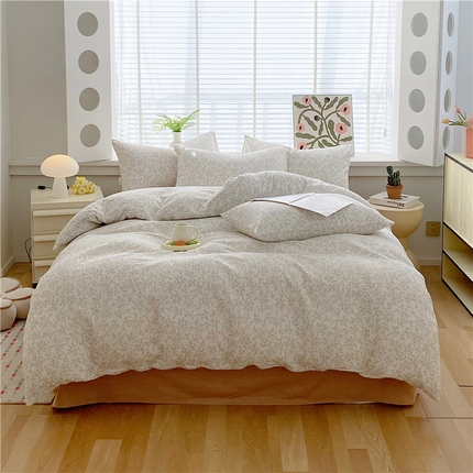 91家纺网 家纺一手货源 找家纺 佰亿莱 2025新款全棉双层纱四件套系列 春华