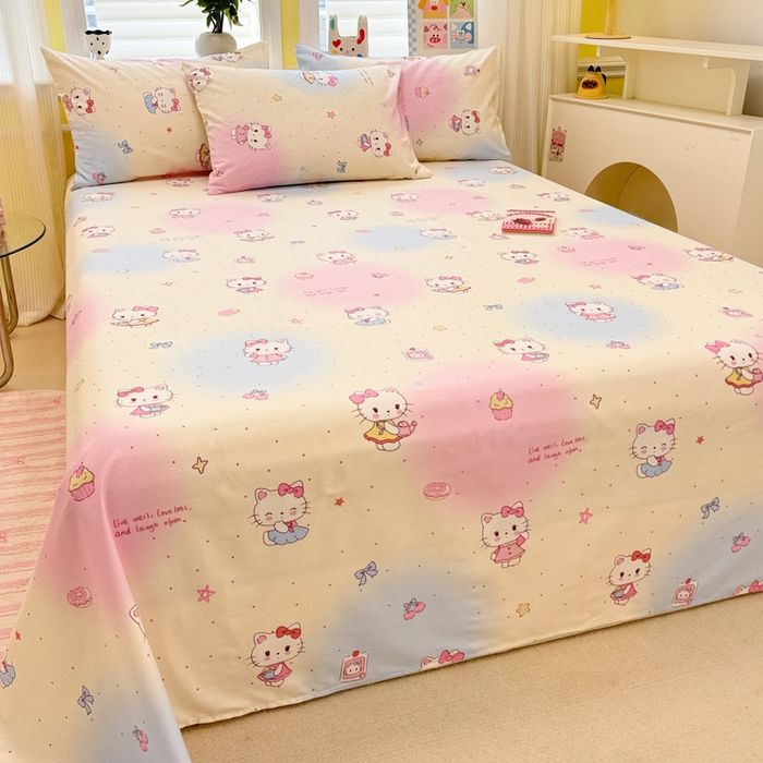 91家纺网 家纺一手货源 找家纺 吉象家纺 2025新款高支密全棉印花单品系列-单床单 甜喵