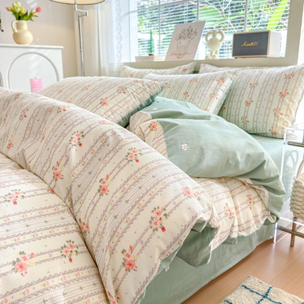 91家纺网 家纺一手货源 找家纺 (总) 清雅福 2025春夏新品全棉13372印花系列四件套