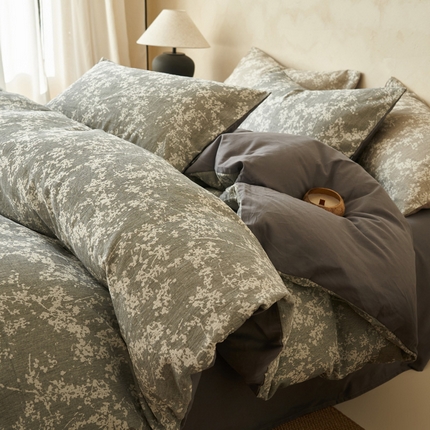 （总）2025新款纯棉水洗棉三层纱繁花提花四件套