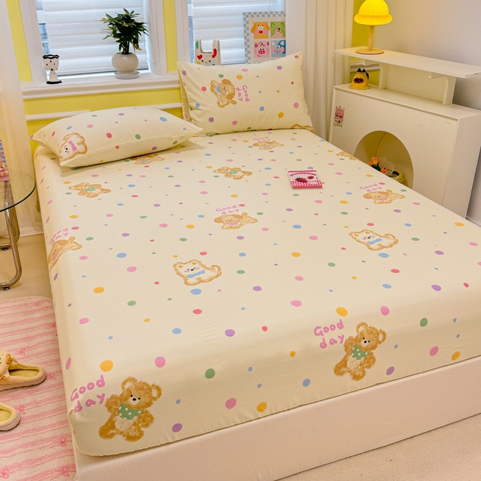 91家纺网 家纺一手货源 找家纺 吉象家纺 2025新款高支密全棉印花单品系列-单床笠 假日小狗