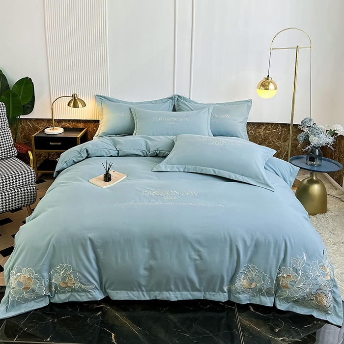 91家纺网 家纺一手货源 找家纺 （总）梵克保罗 2025新款直播热卖长绒棉刺绣花边四件套-繁星系列