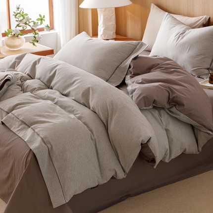 （总）2025新款纯棉水洗棉简约密条四件套