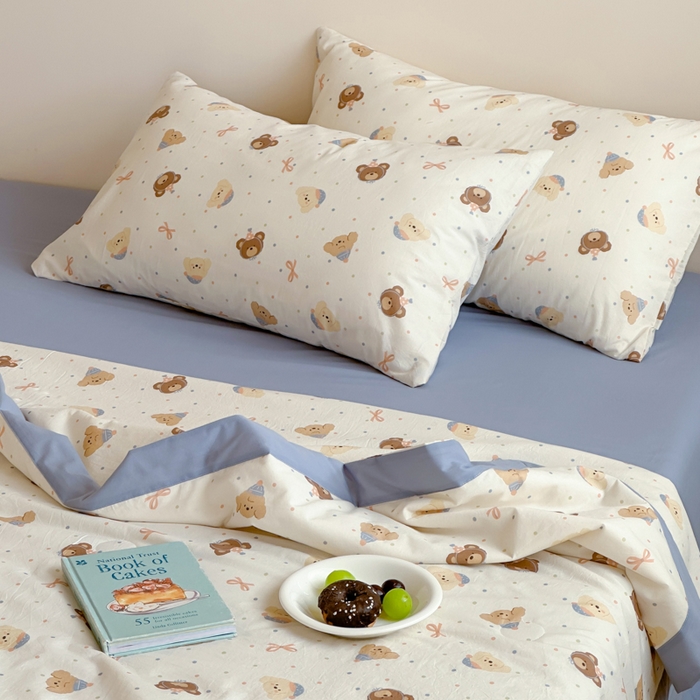 91家纺网 家纺一手货源 找家纺 大彩家居 2025新款全棉有氧水洗纱布夏被夏凉被 圣诞小熊