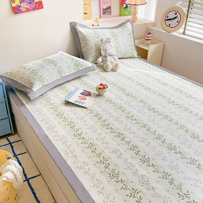 91家纺网 家纺一手货源 找家纺 川悦生活 2025新款数码印花冰藤席 青风小叶