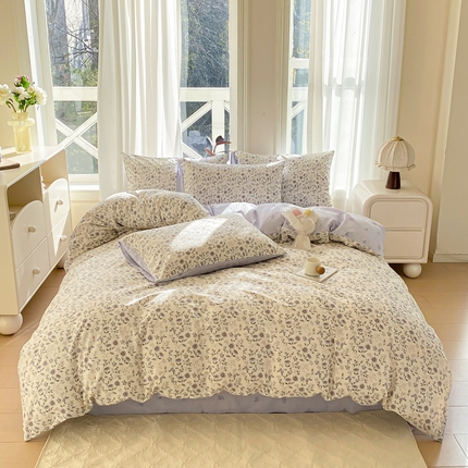 91家纺网 家纺一手货源 找家纺 （总）宜家坊 2025早春新品全棉纯棉喷气13070小清新印花纯棉四件套-风格二