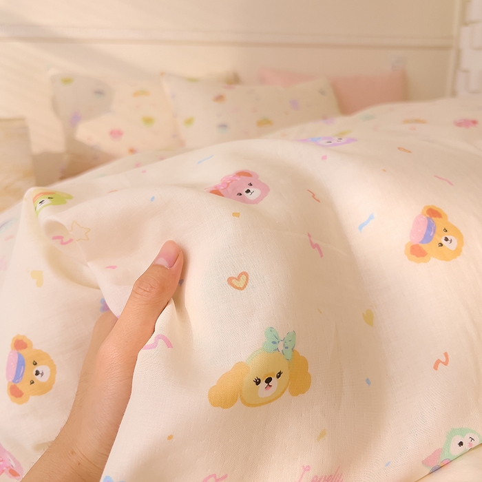 91家纺网 家纺一手货源 找家纺 DoDo 兜兜 2025新款全棉双层纱印花四件套（可定做尺寸） 梦想家