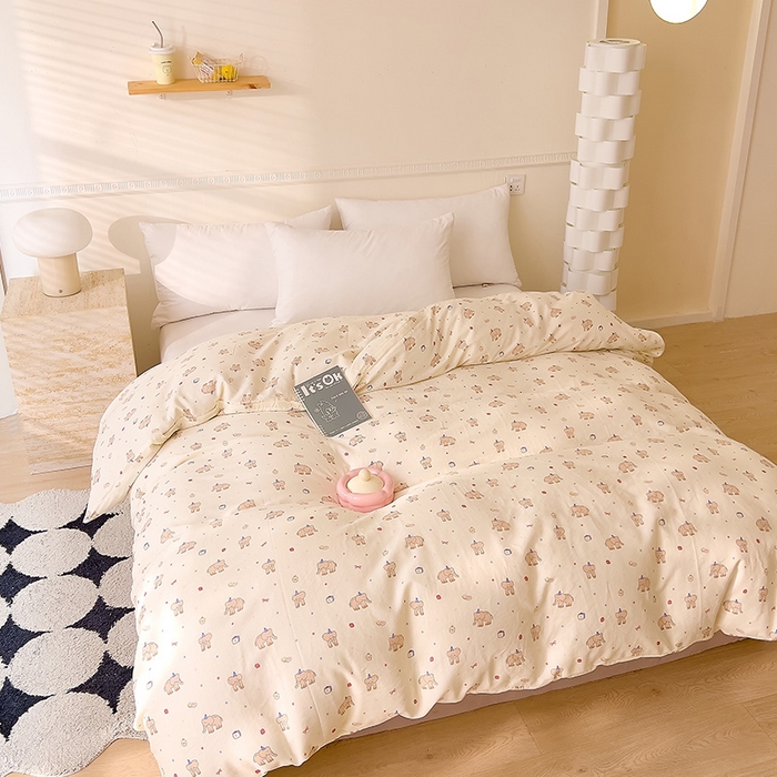 91家纺网 家纺一手货源 找家纺 DoDo 兜兜 2026新款全棉双层纱印花单被套（可定做尺寸） 可爱小象