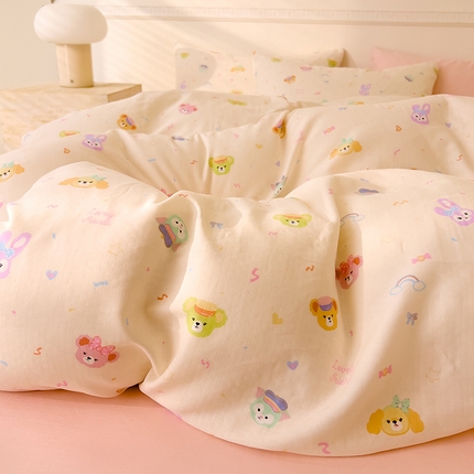 91家纺网 家纺一手货源 找家纺 （总）DoDo 兜兜 2025新款全棉双层纱印花单被套（可定做尺寸）