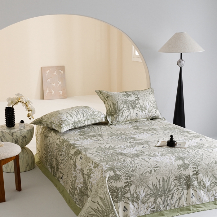 91家纺网 家纺一手货源 找家纺 舒慕 2025新款天丝竹纤维凉席三件套 绿意