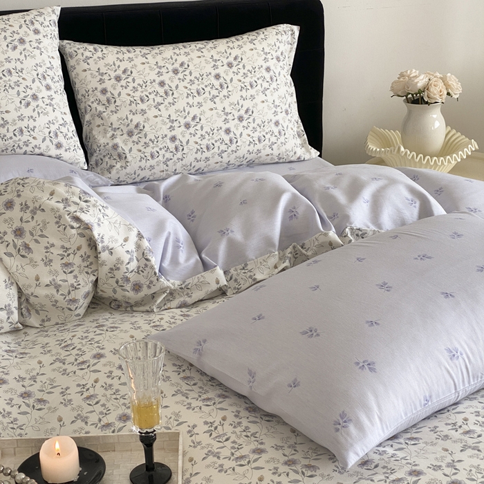 91家纺网 家纺一手货源 找家纺 宜家坊 2025开春新品全棉喷气13070小清新印花纯棉全棉四件套-风格一 芷兰