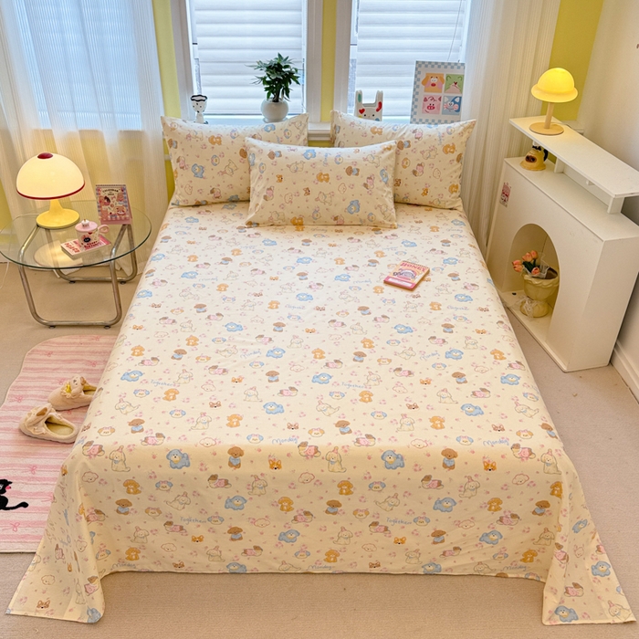 91家纺网 家纺一手货源 找家纺 吉象家纺 2025新款高支密全棉印花单品系列-单床单 狗狗家族