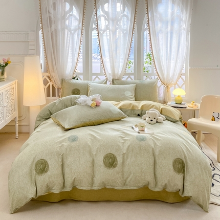 91家纺网 家纺一手货源 找家纺 （总）宜家坊 2025早春新品全棉纯棉喷气13070小清新印花纯棉四件套-风格二