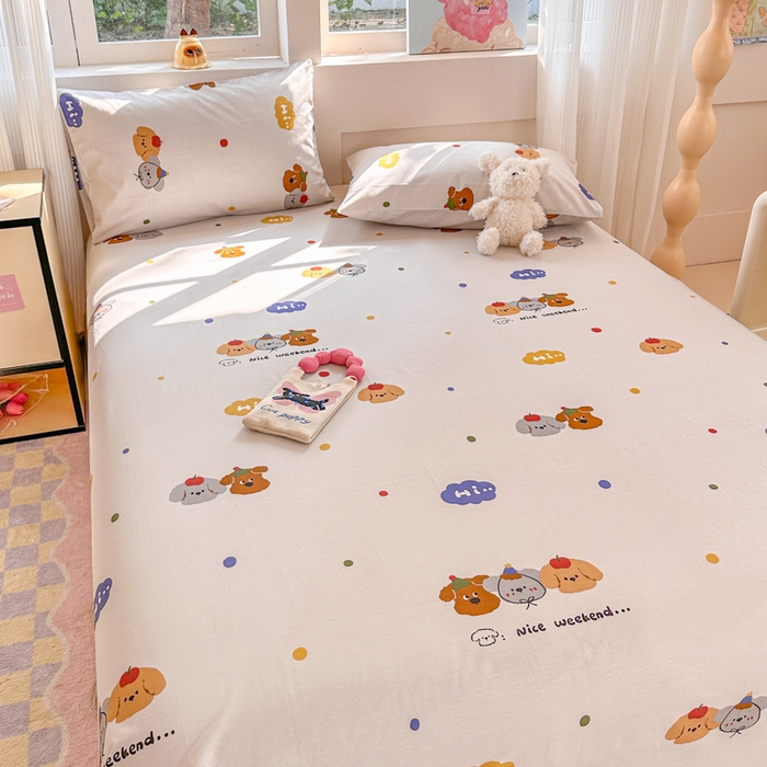 91家纺网 家纺一手货源 找家纺 吉象家纺 2025新款高支密全棉印花单品系列-单床单 快乐周末