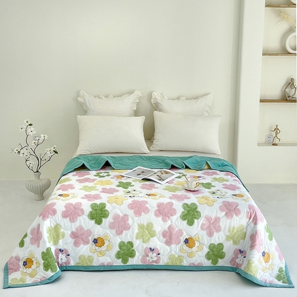 诗雅纺织 2025新款超柔水洗棉夏凉被空调被 落英缤纷