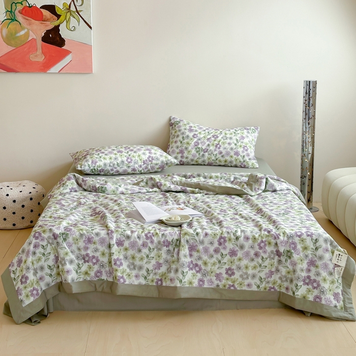 91家纺网 家纺一手货源 找家纺 大彩家居 2025新款全棉有氧水洗纱布夏被夏凉被 奇妙花园