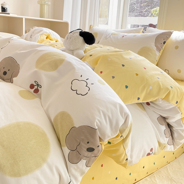 91家纺网 家纺一手货源 找家纺 宜家坊 2025早春新品全棉纯棉喷气13070小清新印花纯棉四件套-风格二 海盐幻想