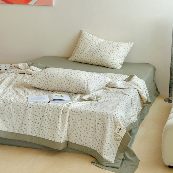 91家纺网 家纺一手货源 找家纺 大彩家居 2025新款全棉有氧水洗纱布夏被夏凉被 朝花夕拾