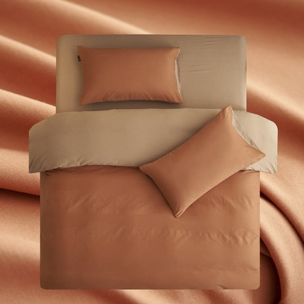 2025新款全棉13372水洗棉双拼四件套（影棚暗光） 碳烤栗子+拾柴