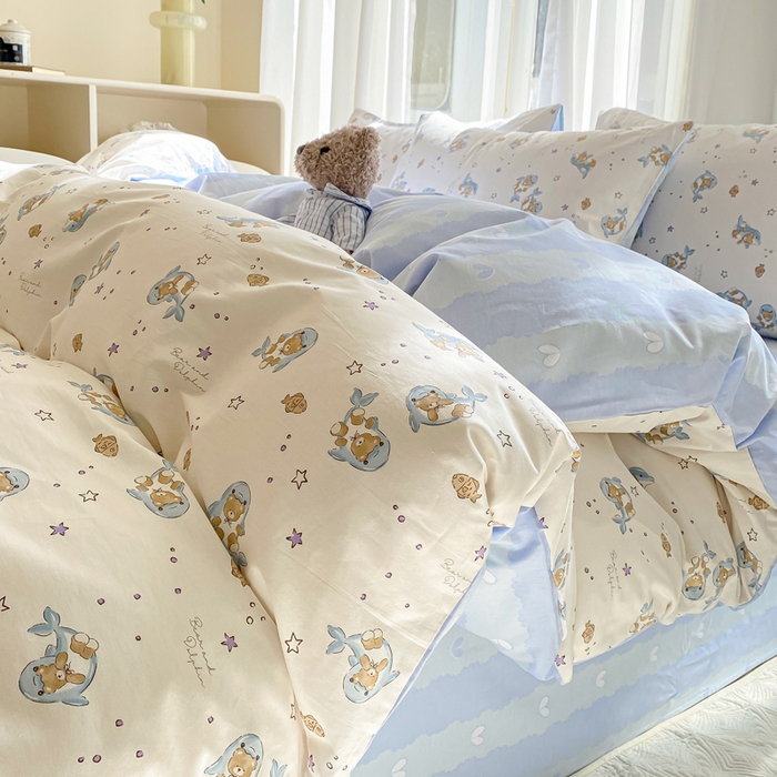 91家纺网 家纺一手货源 找家纺 （总）宜家坊 2025早春新品全棉纯棉喷气13070小清新印花纯棉四件套-风格二