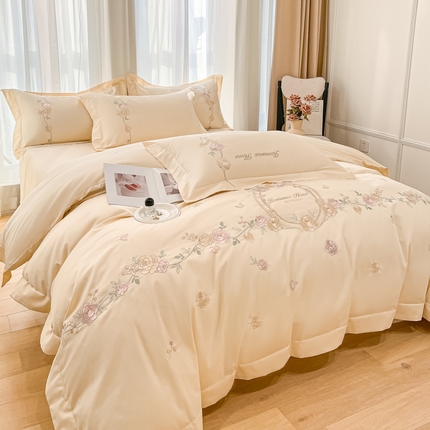 91家纺网 家纺一手货源 找家纺 （总）女子家纺 2025新款A类亲肤棉刺绣四件套-遇见系列