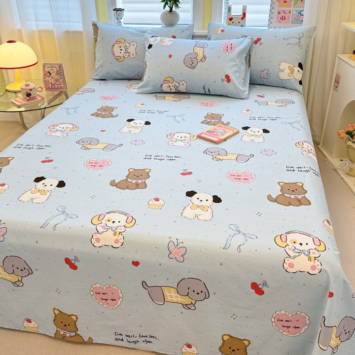 91家纺网 家纺一手货源 找家纺 吉象家纺 2025新款高支密全棉印花单品系列-单床单 音乐狗