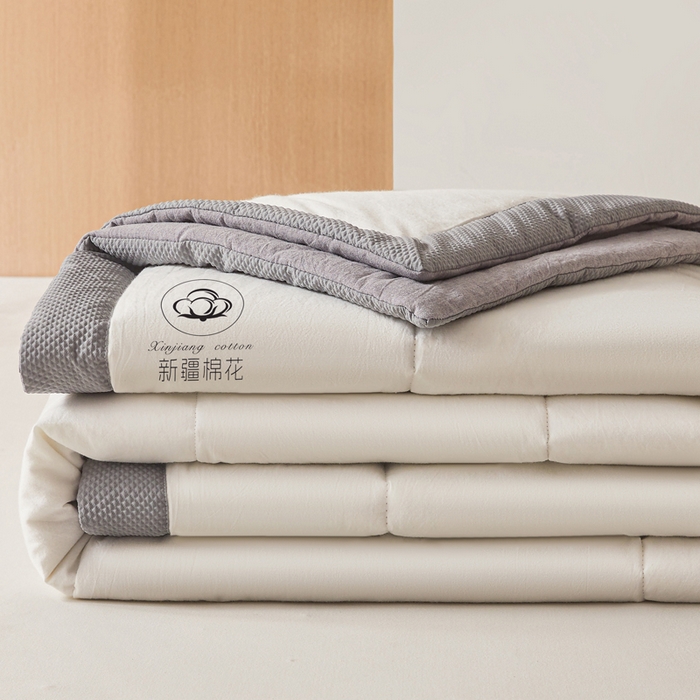 91家纺网 家纺一手货源 找家纺 （总）熙宴家纺 2025新款水洗棉100%新疆棉花夏被-棉白