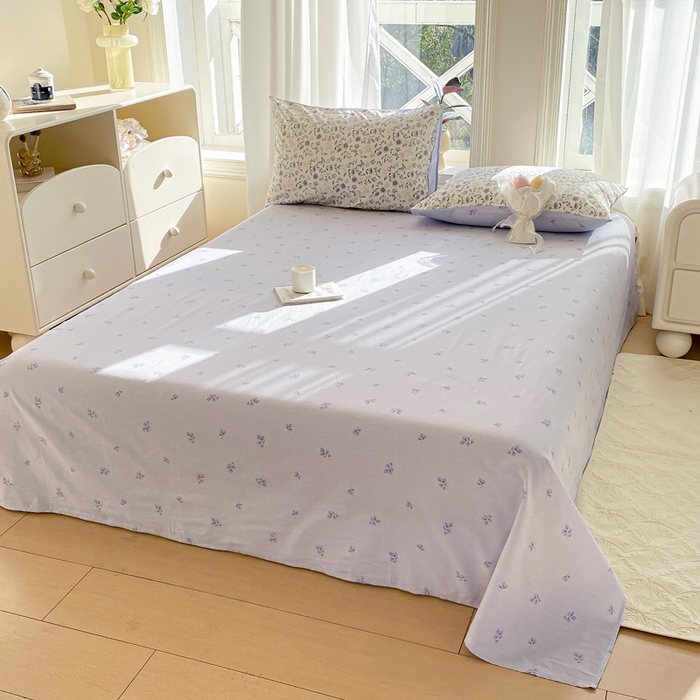 91家纺网 家纺一手货源 找家纺 宜家坊 2025早春新品全棉纯棉喷气13070小清新印花纯棉四件套-风格二 芷兰