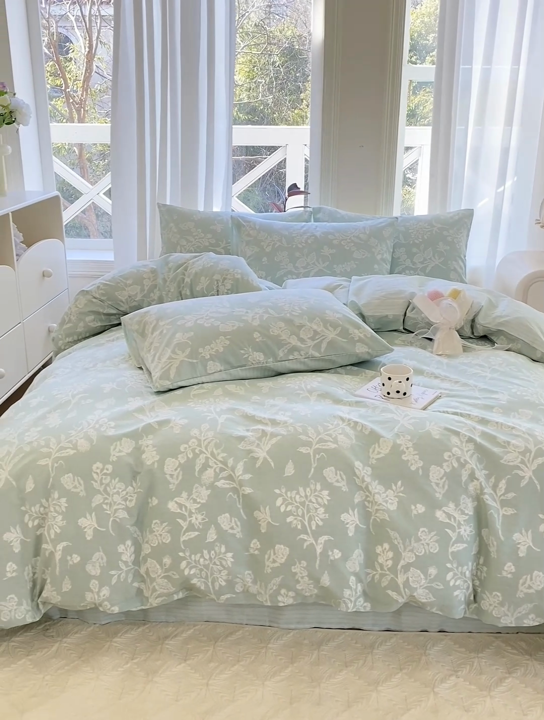 91家纺网 家纺一手货源 找家纺 宜家坊 2025早春新品全棉纯棉喷气13070小清新印花纯棉四件套-风格二 清甜