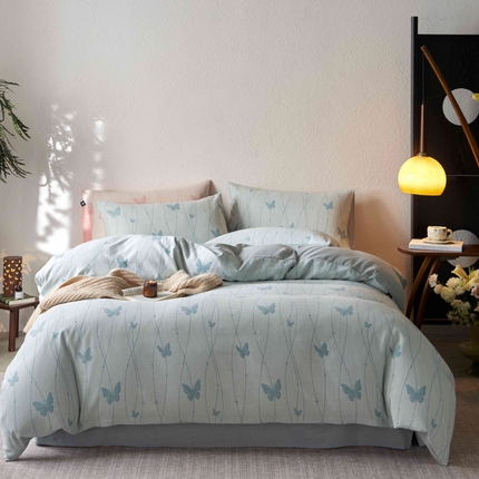 91家纺网 家纺一手货源 找家纺 （总）安莱生活 2025新款60s双层纱色织大提花蝶舞翩翩四件套系列