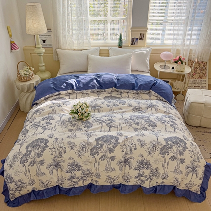 91家纺网 家纺一手货源 找家纺 （总）忆生活家纺 2025新款韩版全棉花边款-单被套系列