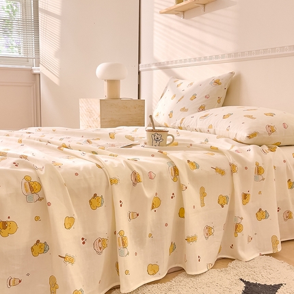 91家纺网 家纺一手货源 找家纺 （总）DoDo 兜兜 2025新款全棉双层纱印花单床单（可定做尺寸）