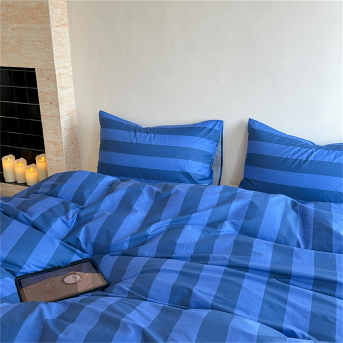 91家纺网 家纺一手货源 找家纺 金丝鸟家纺 2025新款全棉斜纹印花条纹系列四件套及单品 杰文兰