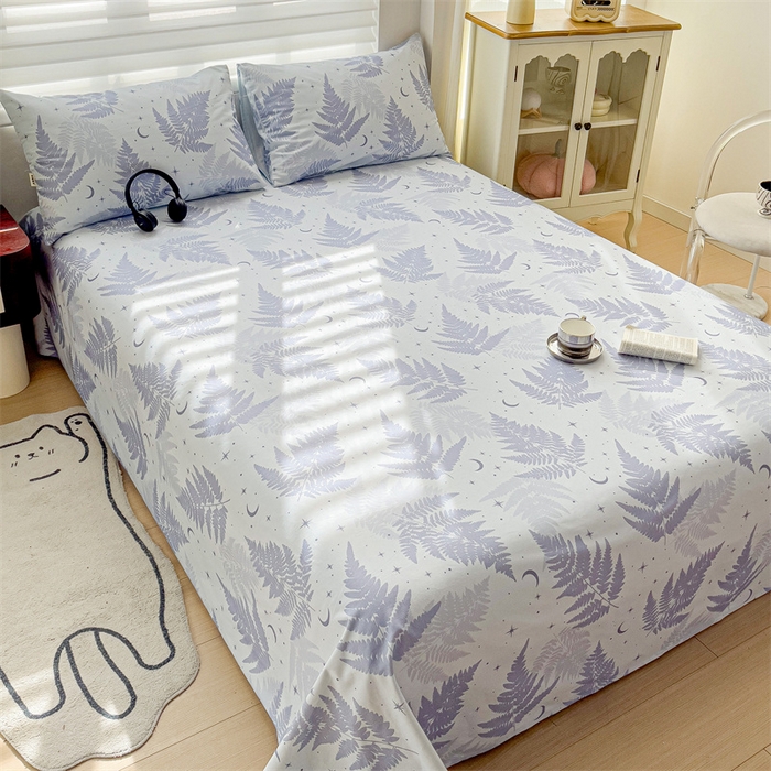 91家纺网 家纺一手货源 找家纺 名兮家居2025新款卡通简约时尚全棉老粗布床单 枫叶情